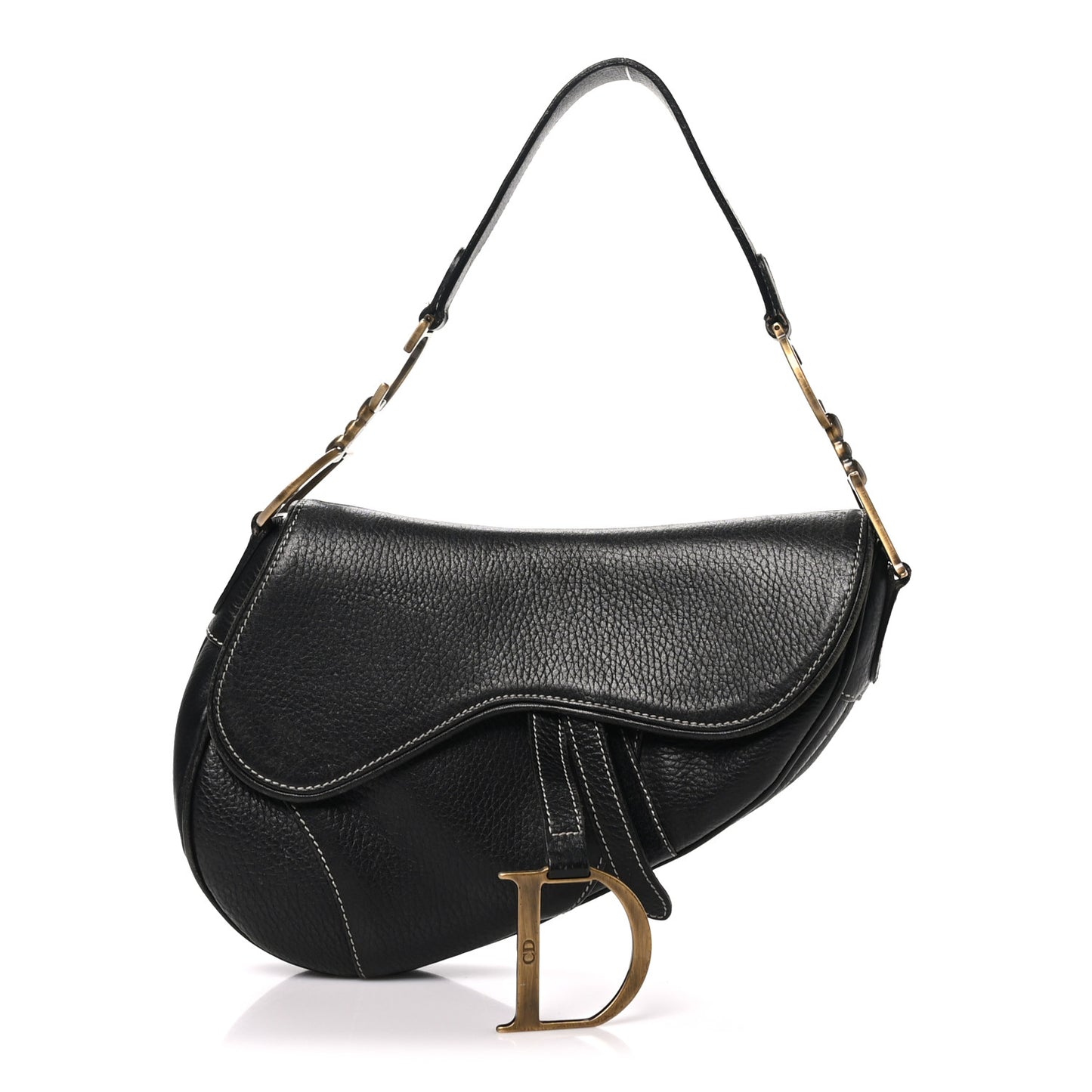 Grained Calfskin Saddle Bag Black