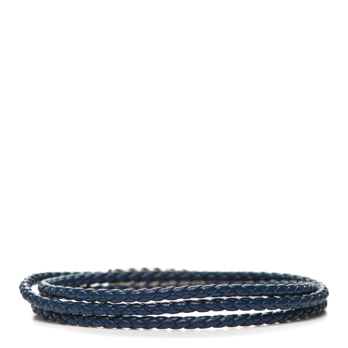 Sterling Silver Leather Mens Chevron Triple-Wrap Bracelet Navy