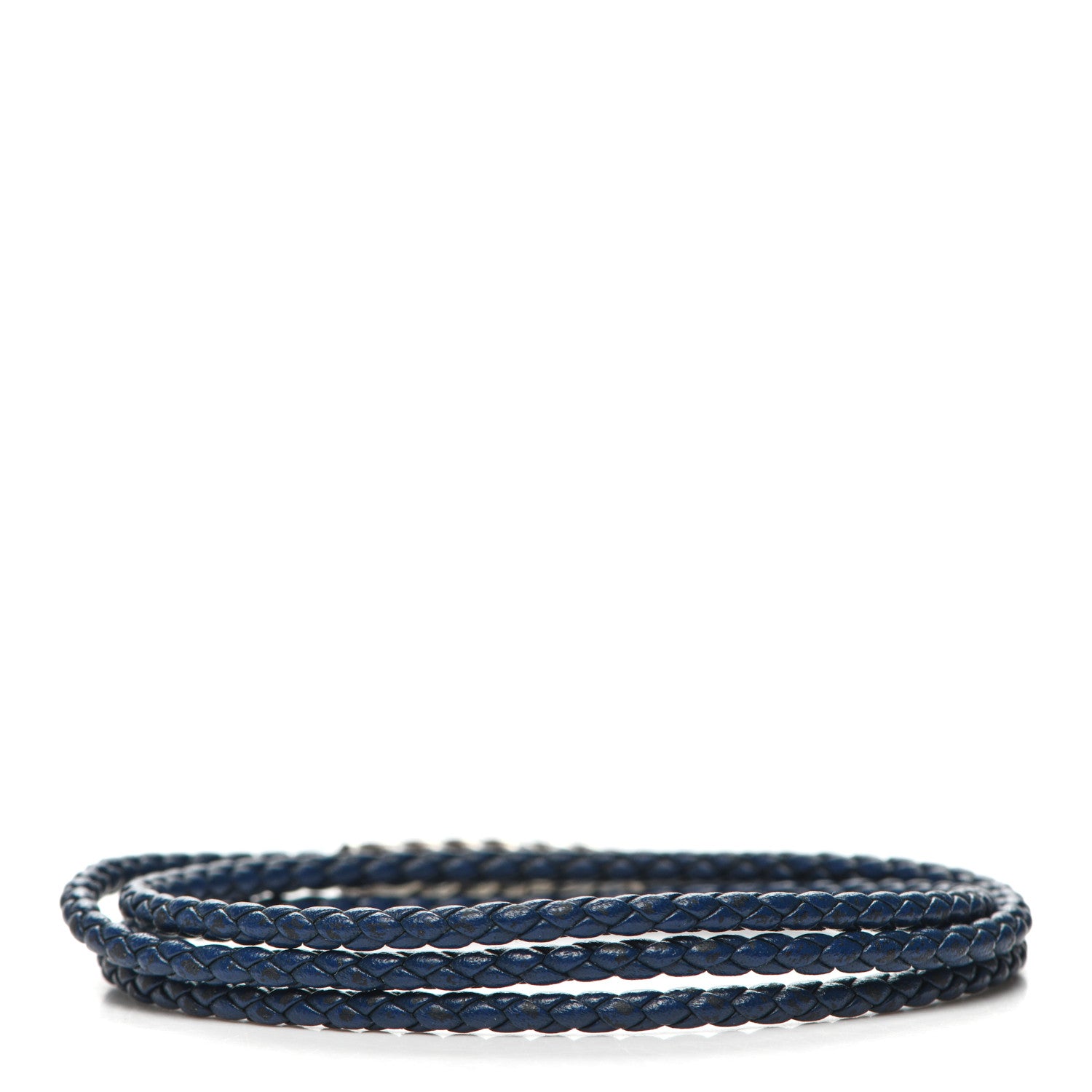 David Yurman Sterling Silver Leather Mens Chevron Triple-Wrap Bracelet Navy 1 of 5