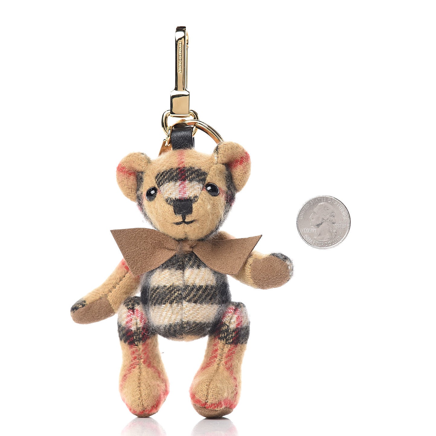Cashmere Vintage Check Thomas Bear Bag Charm Antique Yellow