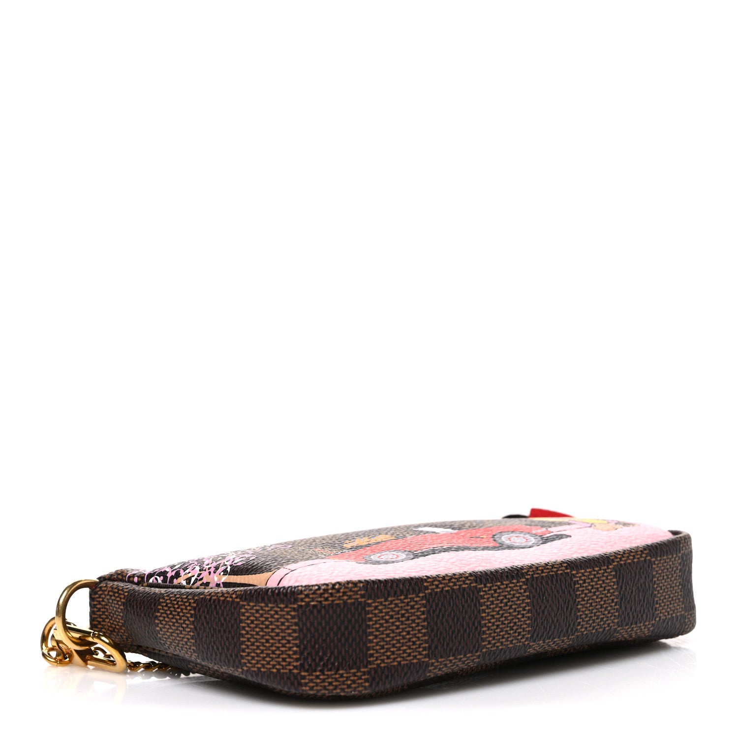 Louis Vuitton Damier Ebene 2019 Christmas Animation Mini Pochette Accessories Red 4 of 7
