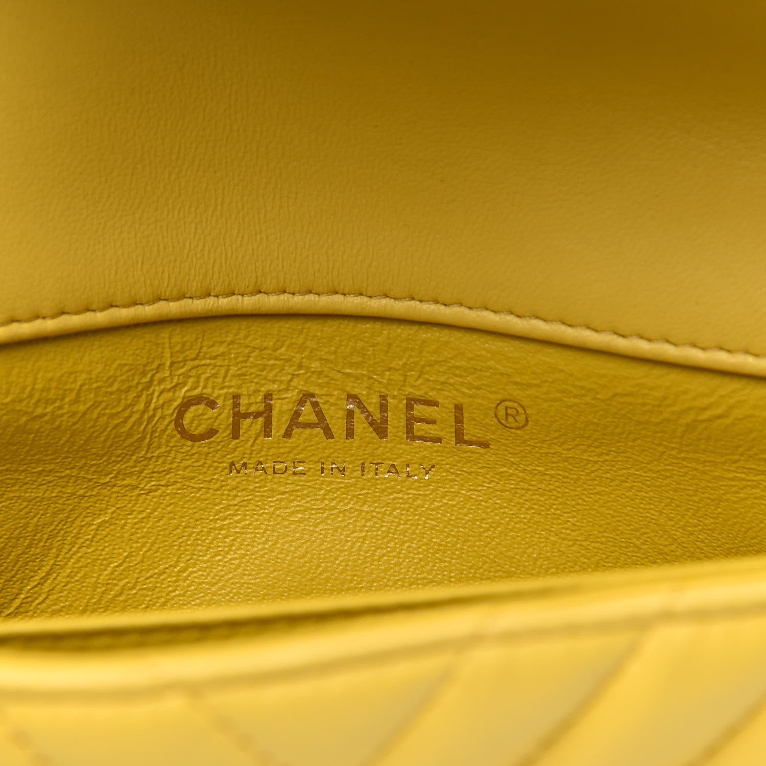 Chanel Lambskin Chevron Quilted Extra Mini Rectangular Flap Yellow 6 of 18