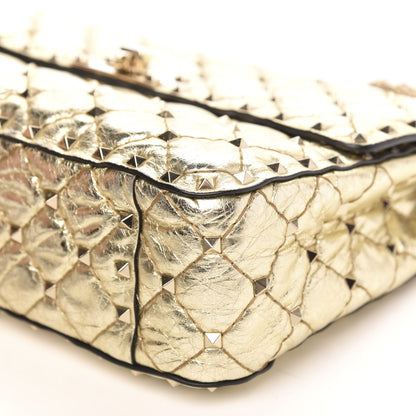 Valentino Garavani Metallic Wrinkled Lambskin Medium Rockstud Spike Shoulder Bag Mekong 8 of 10
