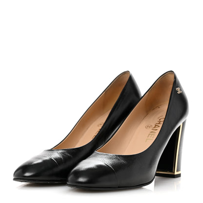 Chanel Calfskin Cap Toe CC Pumps 39 Black 4 of 13