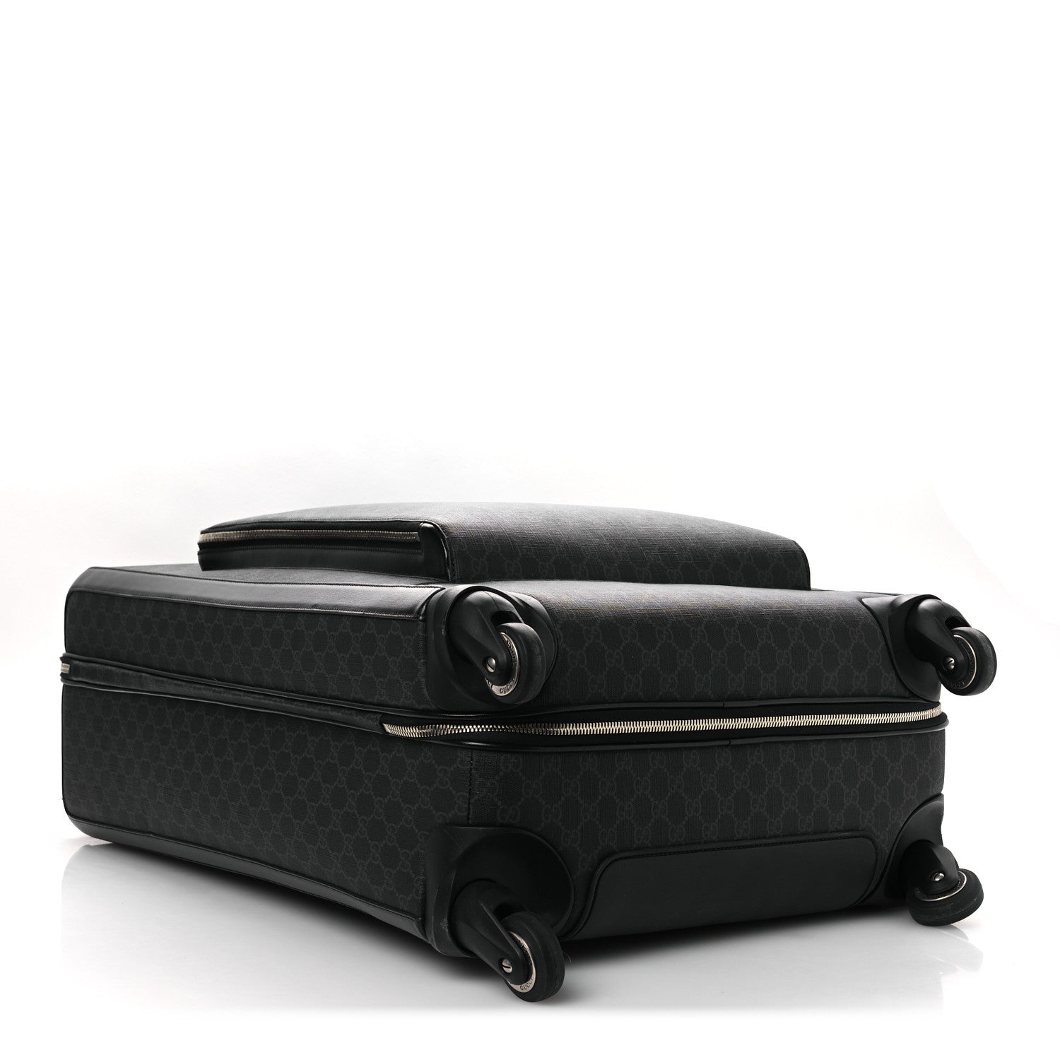 Gucci GG Supreme Monogram Large Four Wheel Suitcase Black Grey 3 of 10