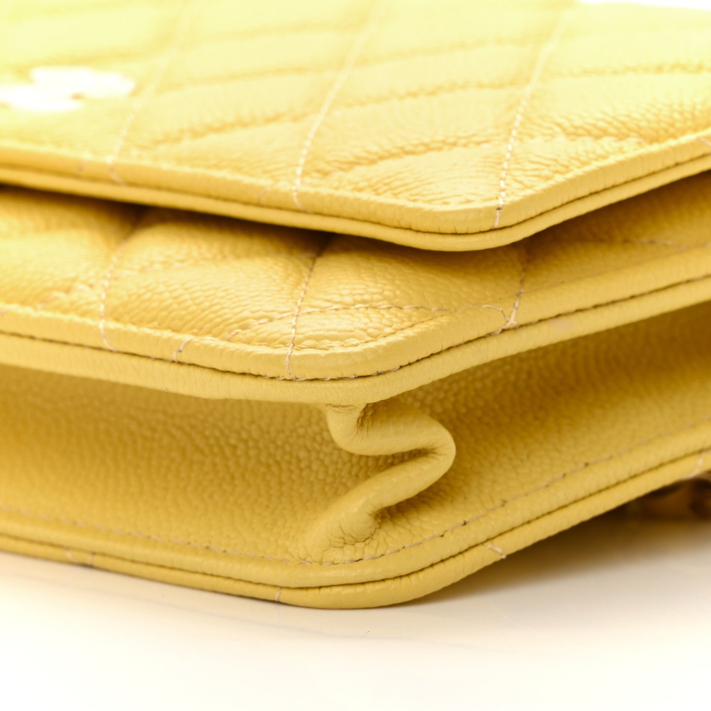Caviar Quilted Tiny CC Wallet On Chain WOC Yellow