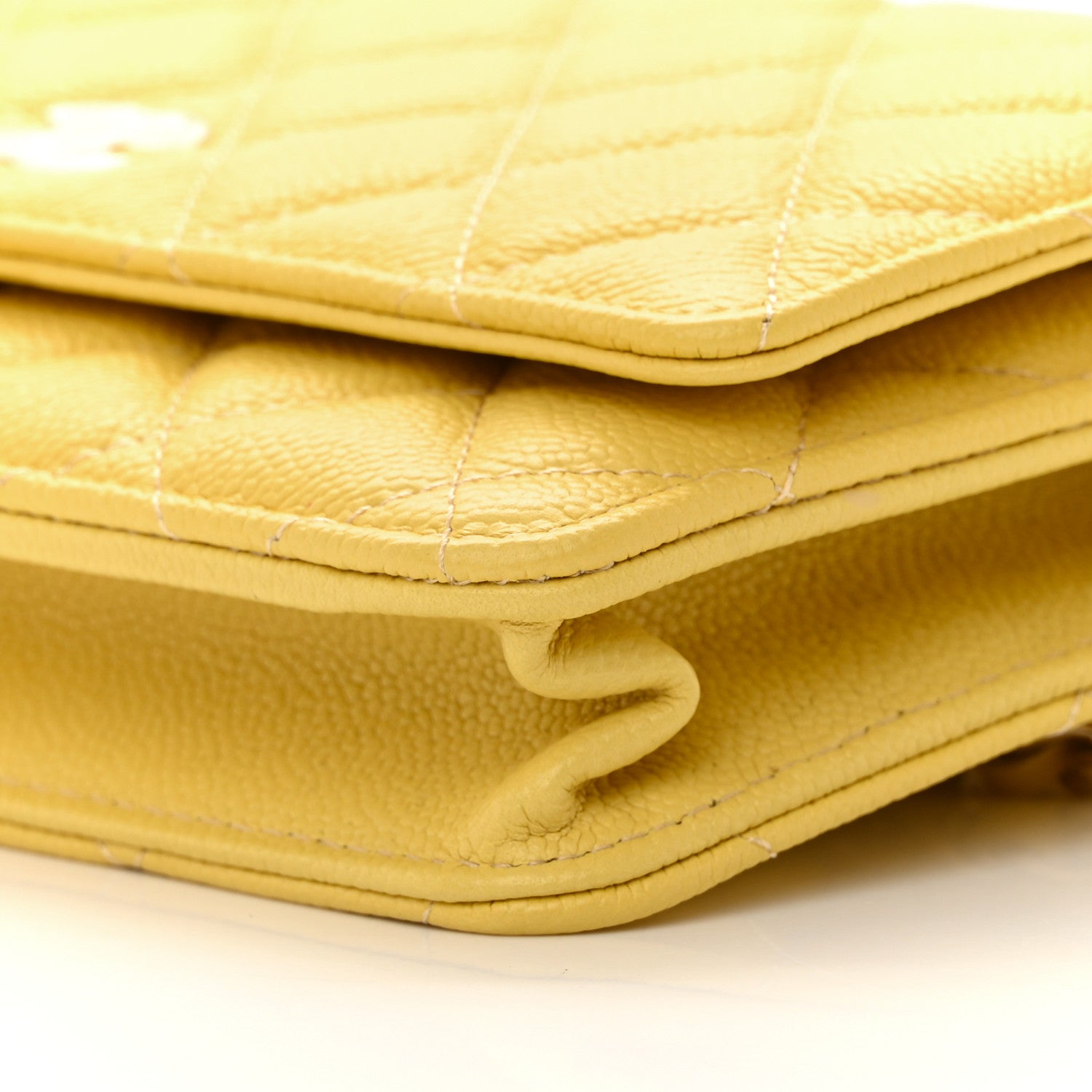 Chanel Caviar Quilted Tiny CC Wallet On Chain WOC Yellow 11 of 13