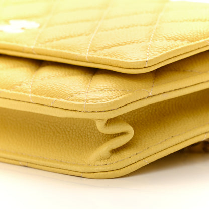 Chanel Caviar Quilted Tiny CC Wallet On Chain WOC Yellow 11 of 13