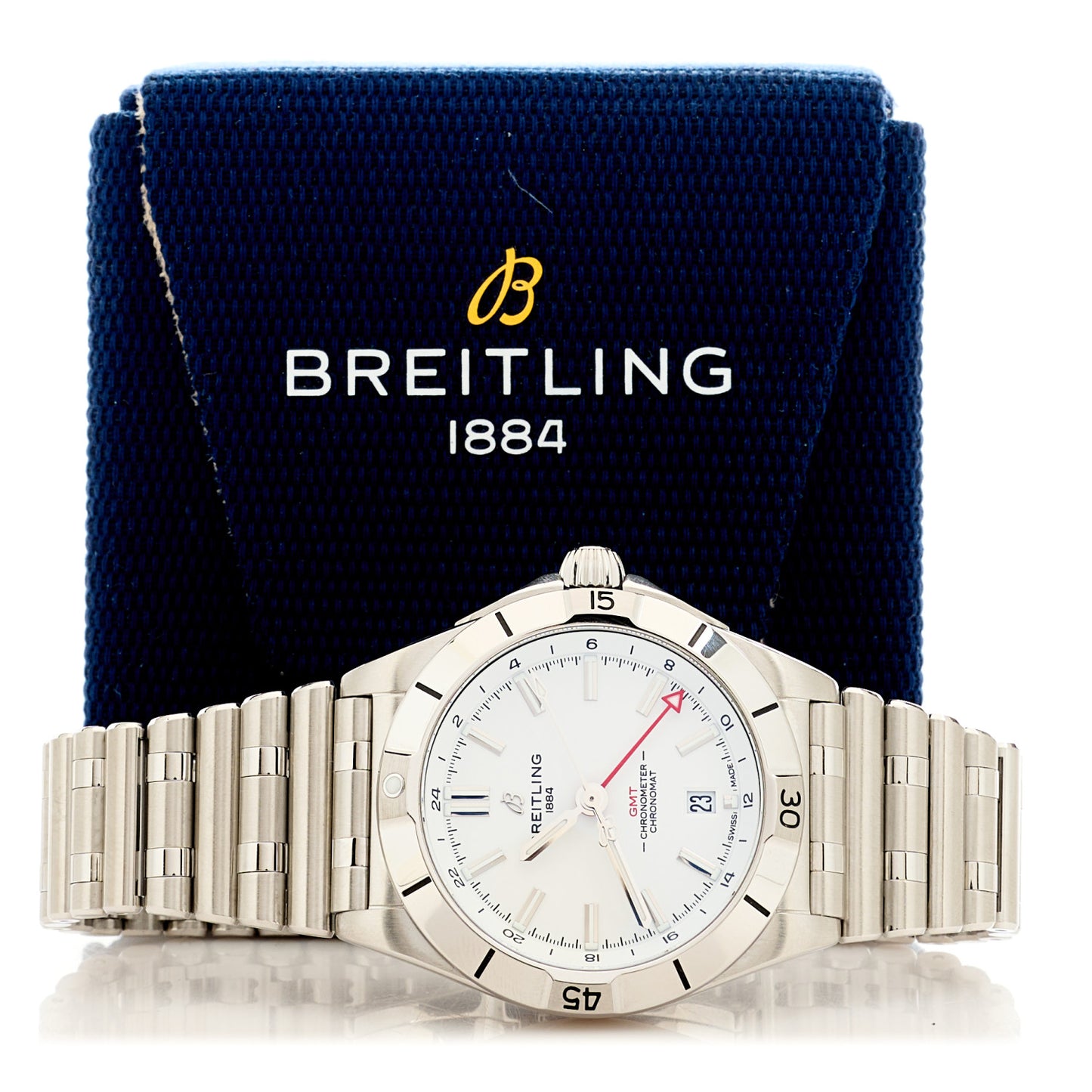 Stainless Steel 40mm Chronomat GMT Automatic Watch White A32398101A1A1