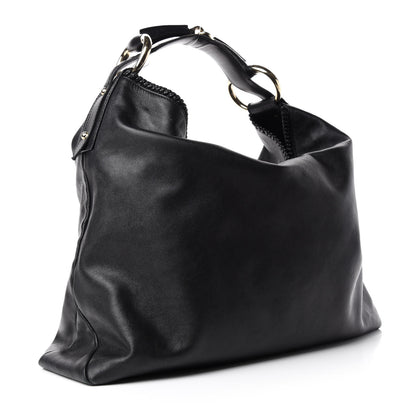 Gucci Calfskin Large Horsebit Chain Hobo Black 3 of 12