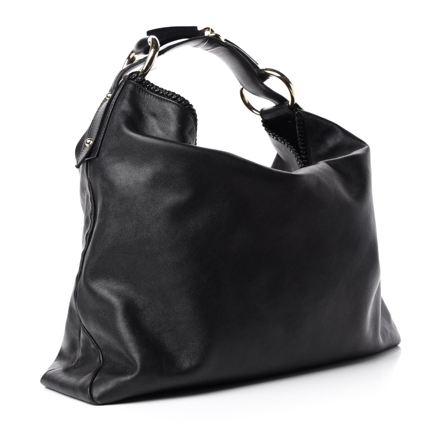 Gucci Calfskin Large Horsebit Chain Hobo Black 3 of 12