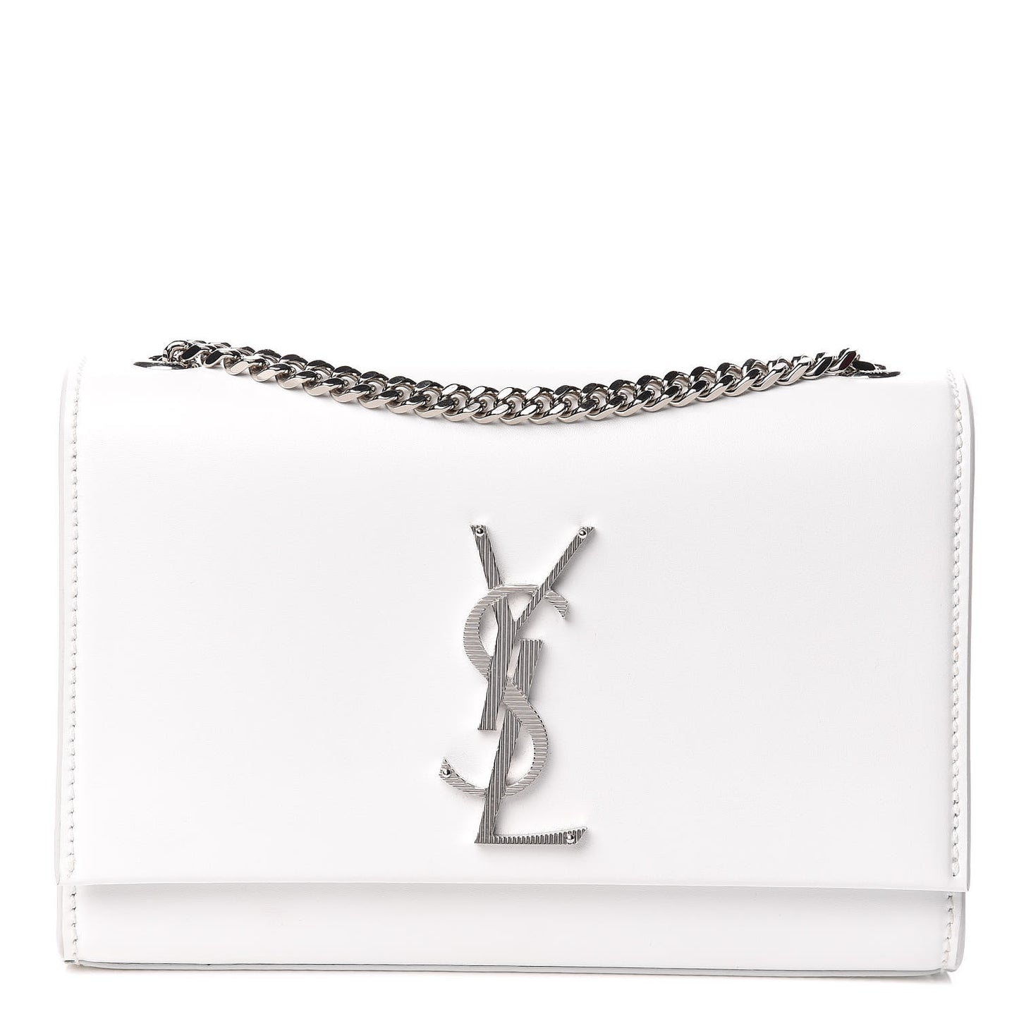 Smooth Calfskin Small Monogram Kate Satchel Optical White