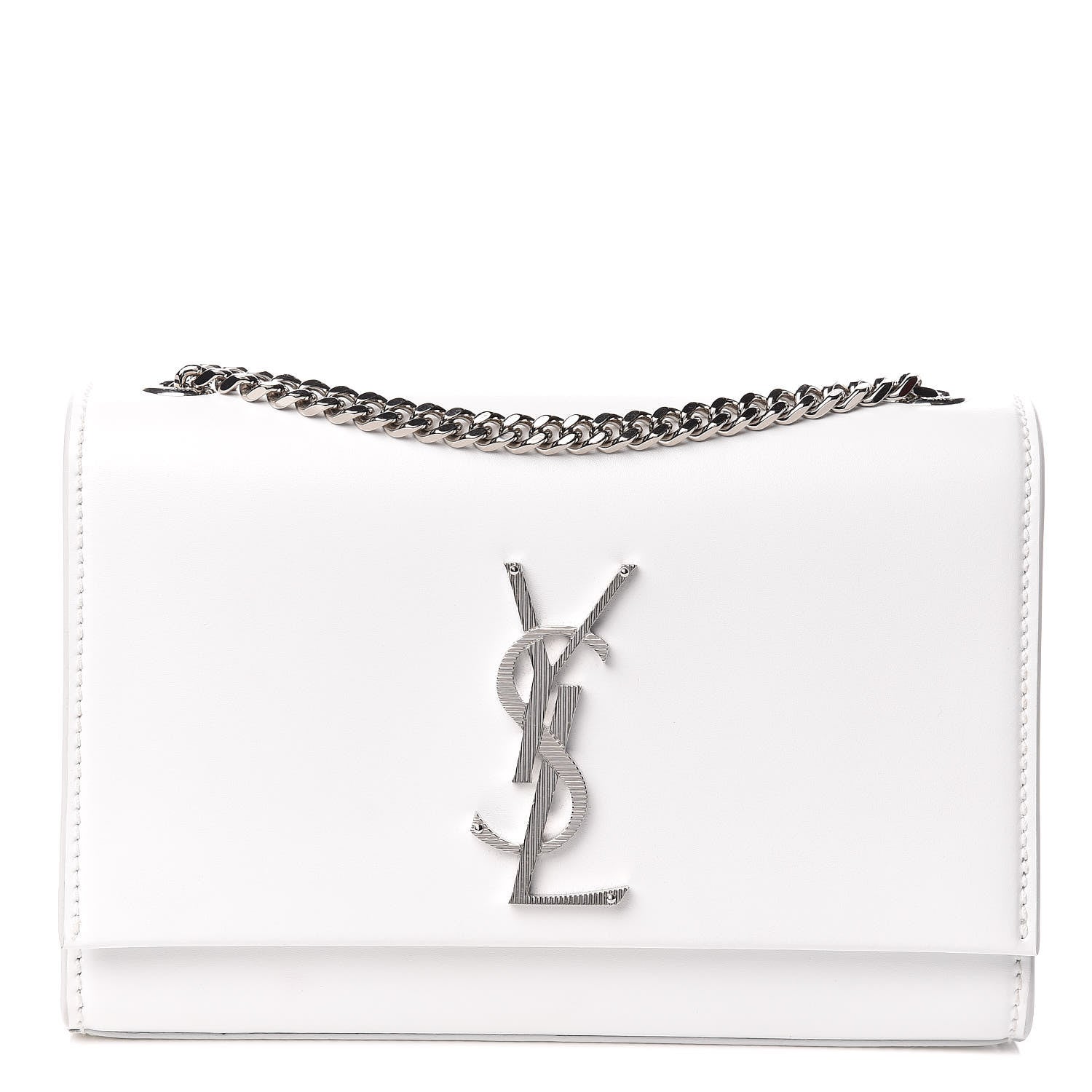 Saint Laurent Smooth Calfskin Small Monogram Kate Satchel Optical White 1 of 9
