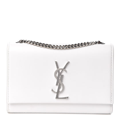 Saint Laurent Smooth Calfskin Small Monogram Kate Satchel Optical White 1 of 9