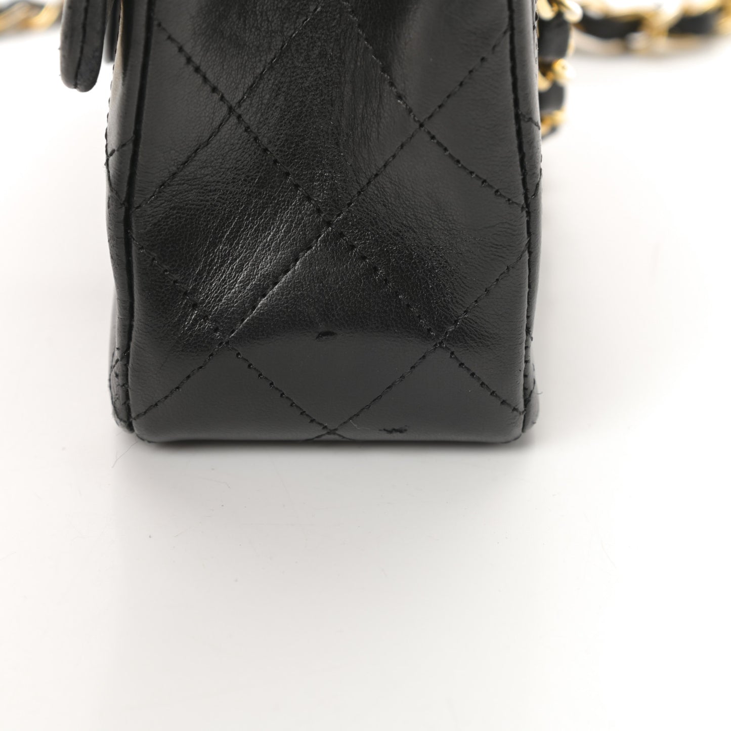Lambskin Quilted Mini Square Flap Black