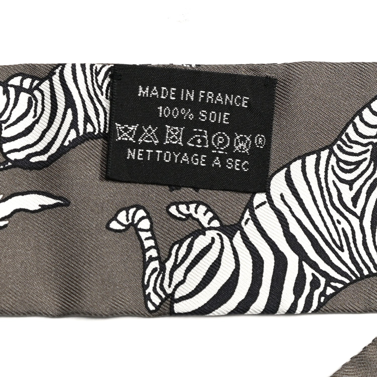 Hermes Silk Les Zebres Twilly Gris Taupe Black White 7 of 8