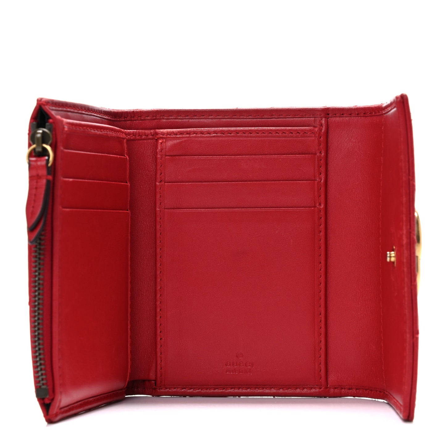 Calfskin Matelasse GG Marmont Wallet Hibiscus Red
