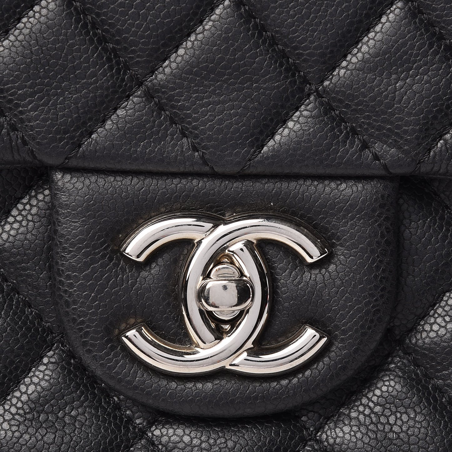 Washed Caviar Quilted Maxi Single Flap Black