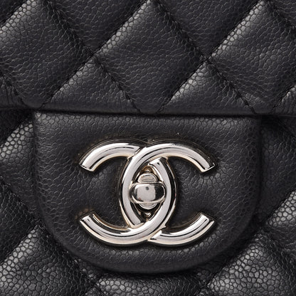 Chanel Washed Caviar Quilted Maxi Single Flap Black 8 of 10