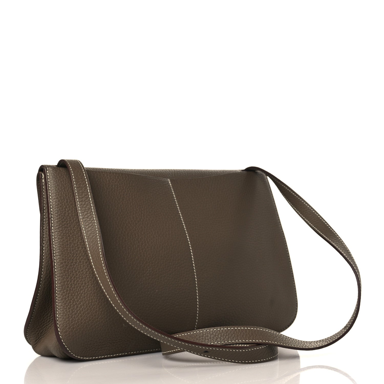 Hermes Taurillon Clemence Halzan 31 GM Etoupe 2 of 10