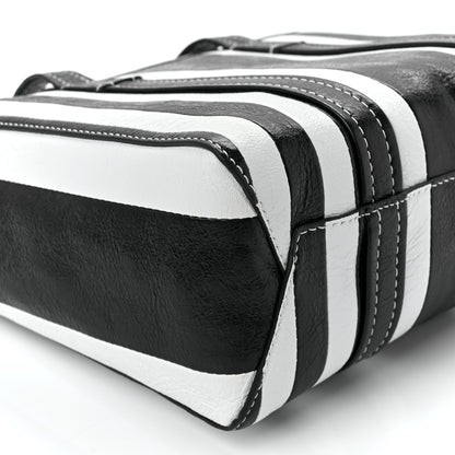 Balenciaga Agneau Arena Striped Patchwork Small Barbes East West Shopper Black White 9 of 10