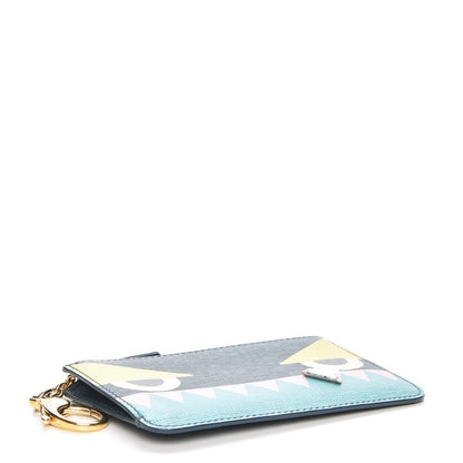 Fendi Vitello Crystal Tooth Monster Coin Pouch Key Case Oceano Multicolor 4 of 8