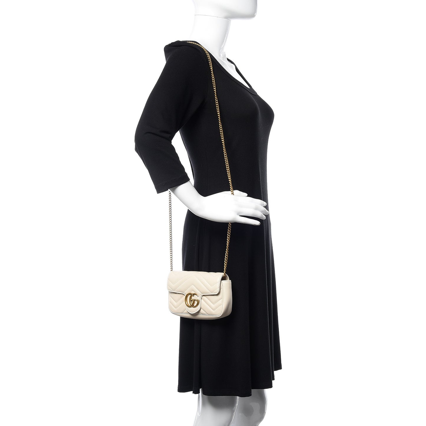 Calfskin Matelasse Super Mini GG Marmont Shoulder Bag White