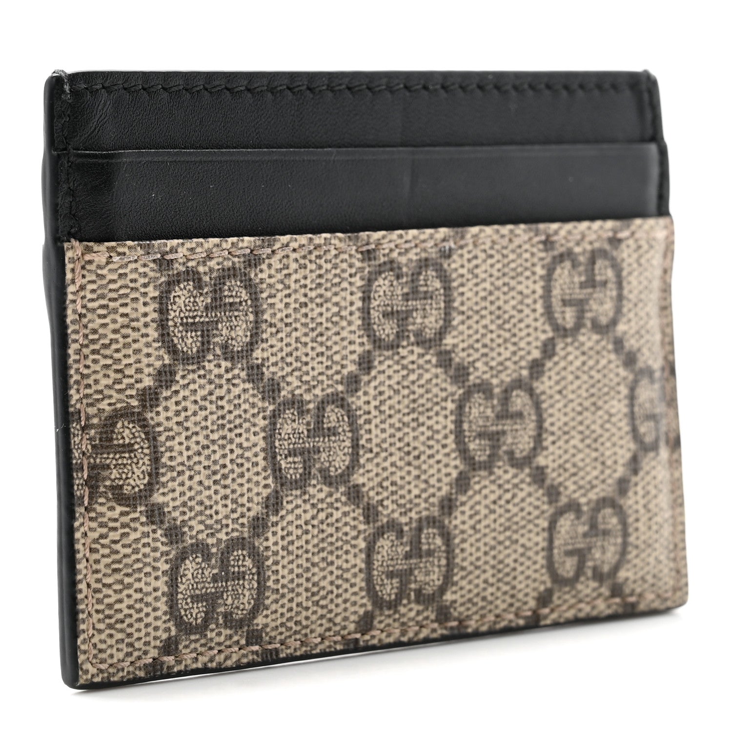 Gucci GG Supreme Monogram Calfskin Card Holder Beige Black 3 of 6