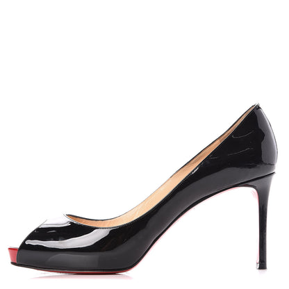 Christian Louboutin Patent No Matter 85 Pumps 40 Black Red 1 of 11