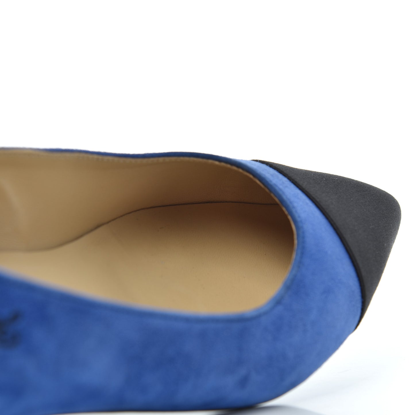 Suede Satin Cap Toe Gabrielle Ballerina Flats 36.5 Royal Blue Black