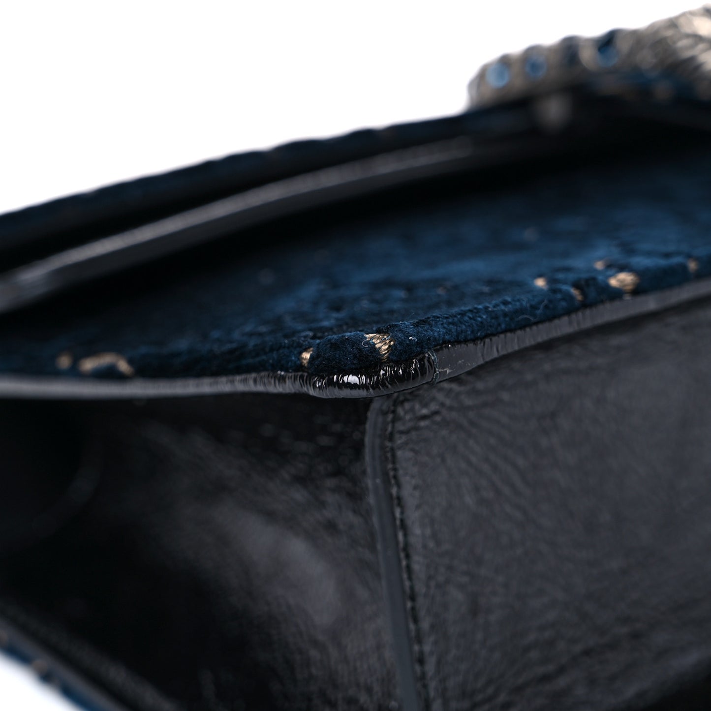 Velvet Skipper Crystal GG Monogram Small Dionysus Shoulder Bag Blue Beige Black