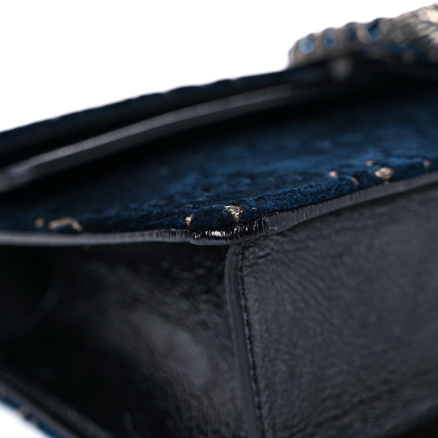 Gucci Velvet Skipper Crystal GG Monogram Small Dionysus Shoulder Bag Blue Beige Black 8 of 13