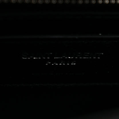 Saint Laurent Calfskin Crocodile Embossed Large Monogram Envelope Chain Shoulder Bag Black 6 of 12
