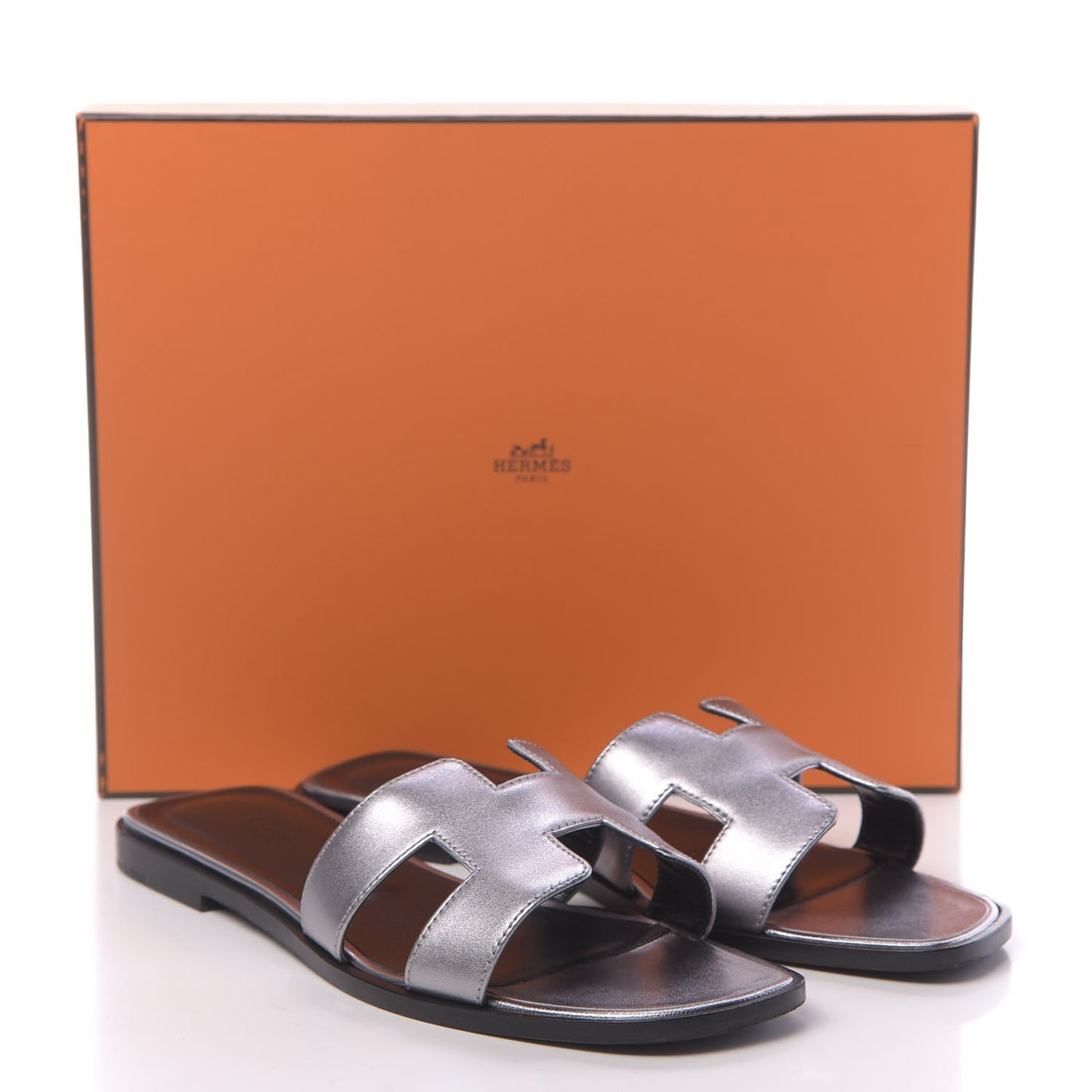 Metallic Nappa Oran Sandals 39 Argent