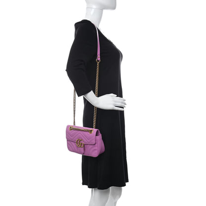 Gucci Calfskin Matelasse Mini GG Marmont Shoulder Bag Candy Mousse 3 of 12