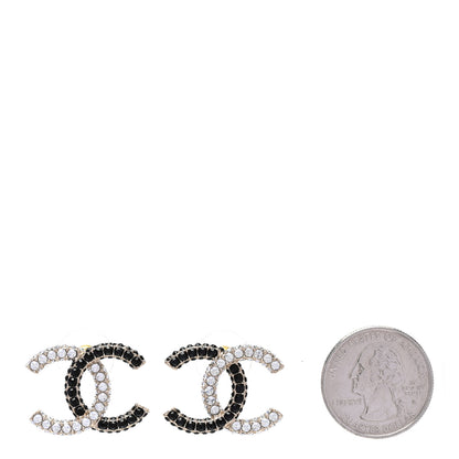 Chanel Crystal CC Earrings Gold Black 2 of 5