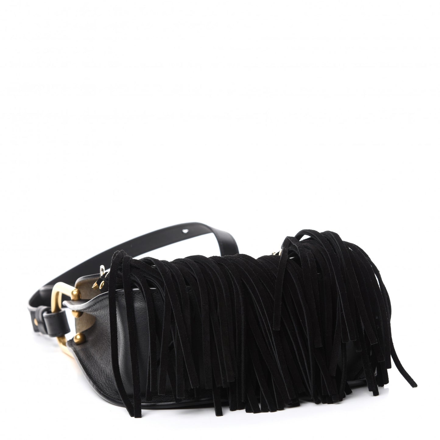 Calfskin Small Hudson Fringe Shoulder Bag Black