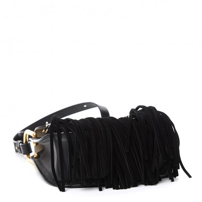 Chloe Calfskin Small Hudson Fringe Shoulder Bag Black 4 of 12