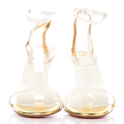 Christian Louboutin Patent Diskoteka Sandals 37 White Gold 2 of 10