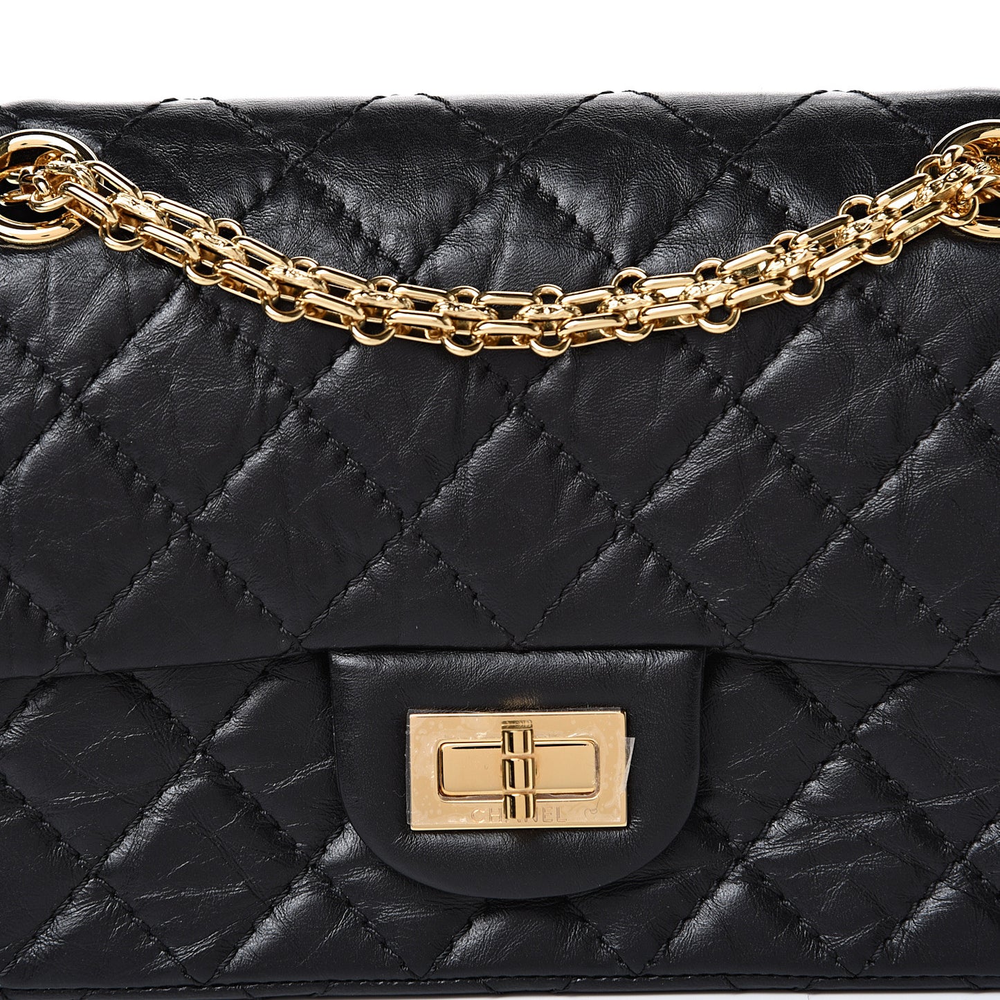 Aged Calfskin Quilted 2.55 Reissue Mini Flap Black