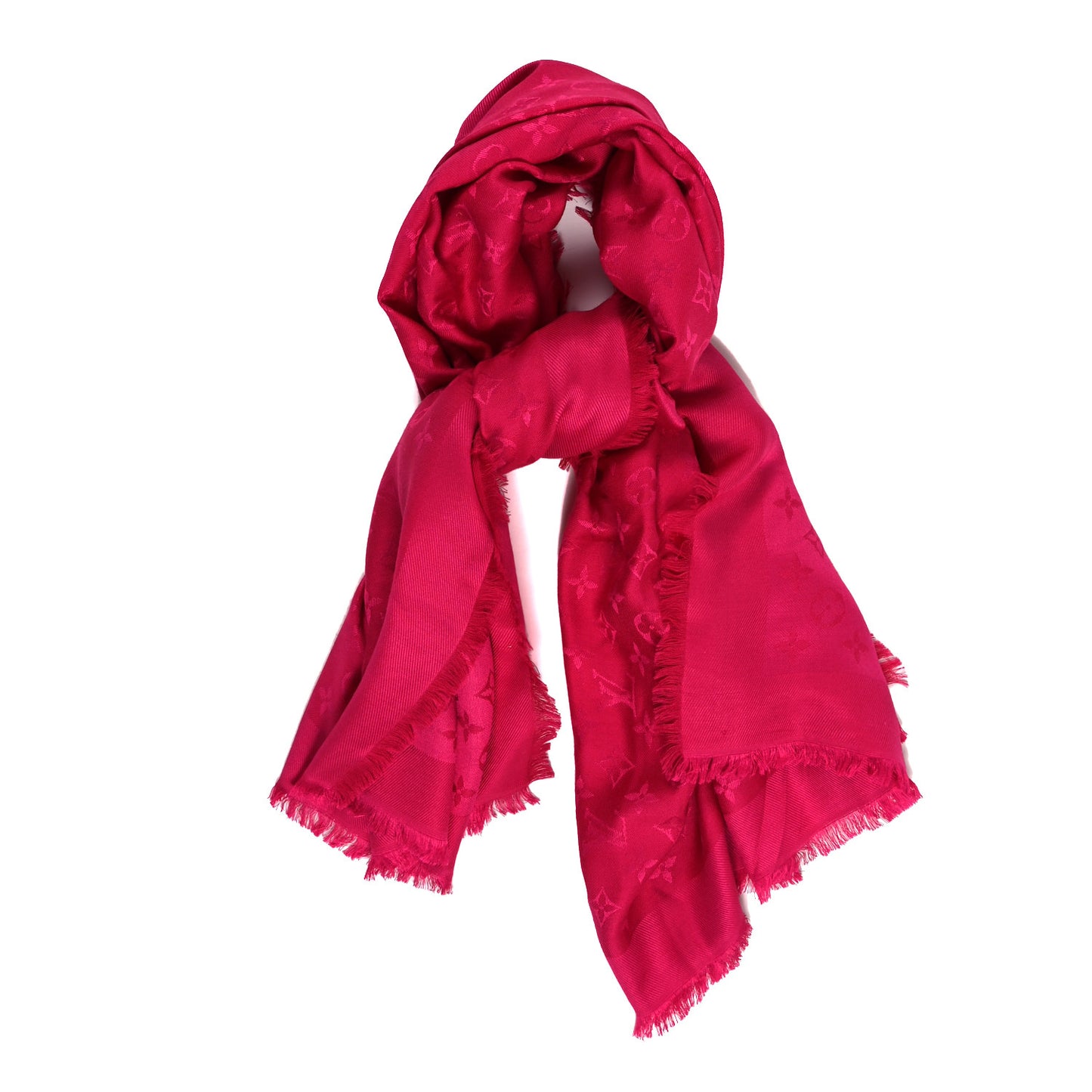 Silk Wool Monogram Shawl Berry