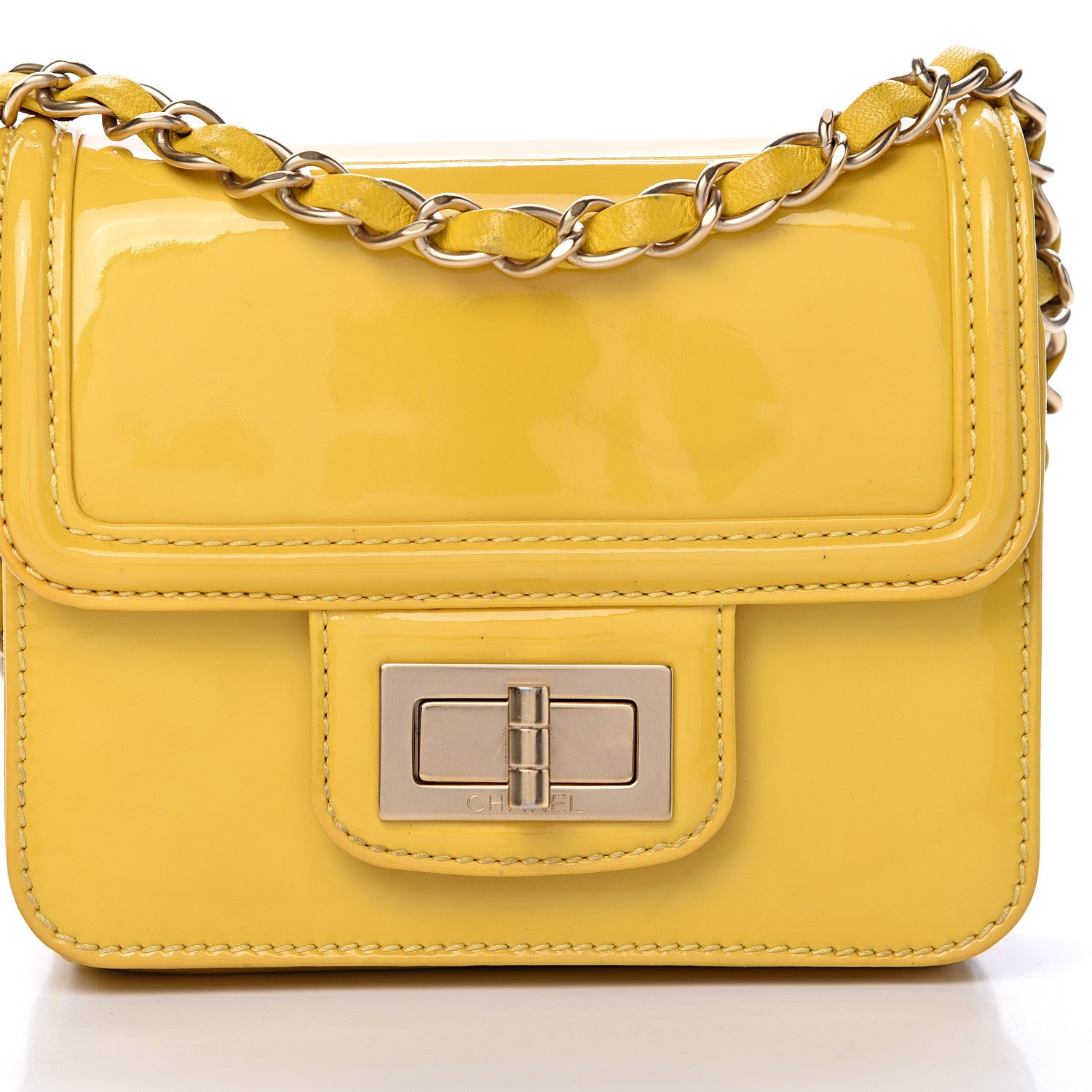 Chanel Patent Calfskin Mini Reissue Flap Yellow 7 of 17
