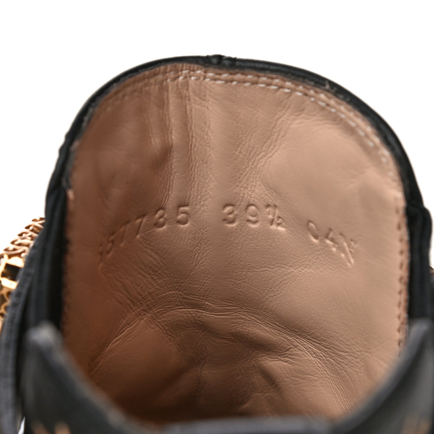 Calfskin Bee Star Embroidered Belt Ankle Boots 39.5 Black