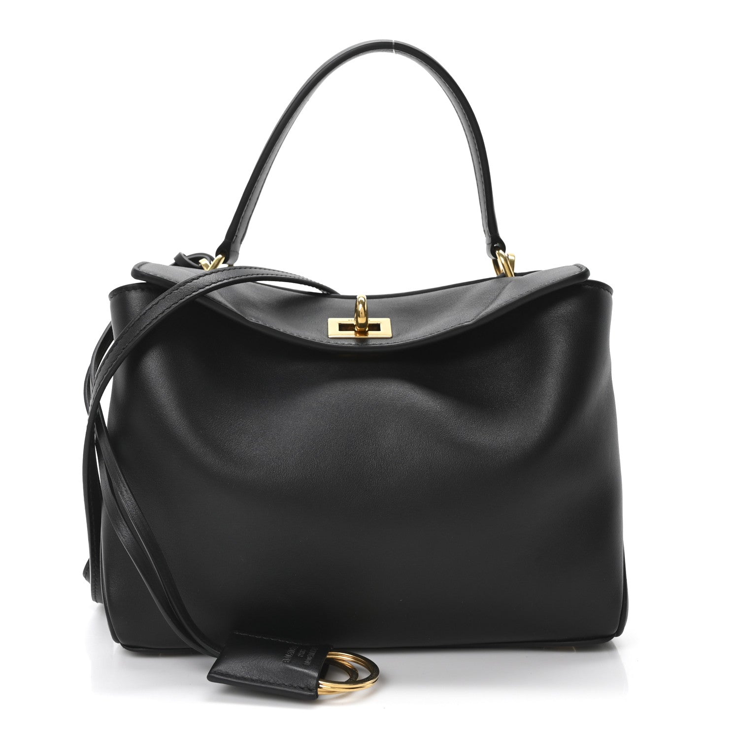 Balenciaga Natural Smooth Calfskin Mini Rodeo Top Handle Handbag Black 1 of 9