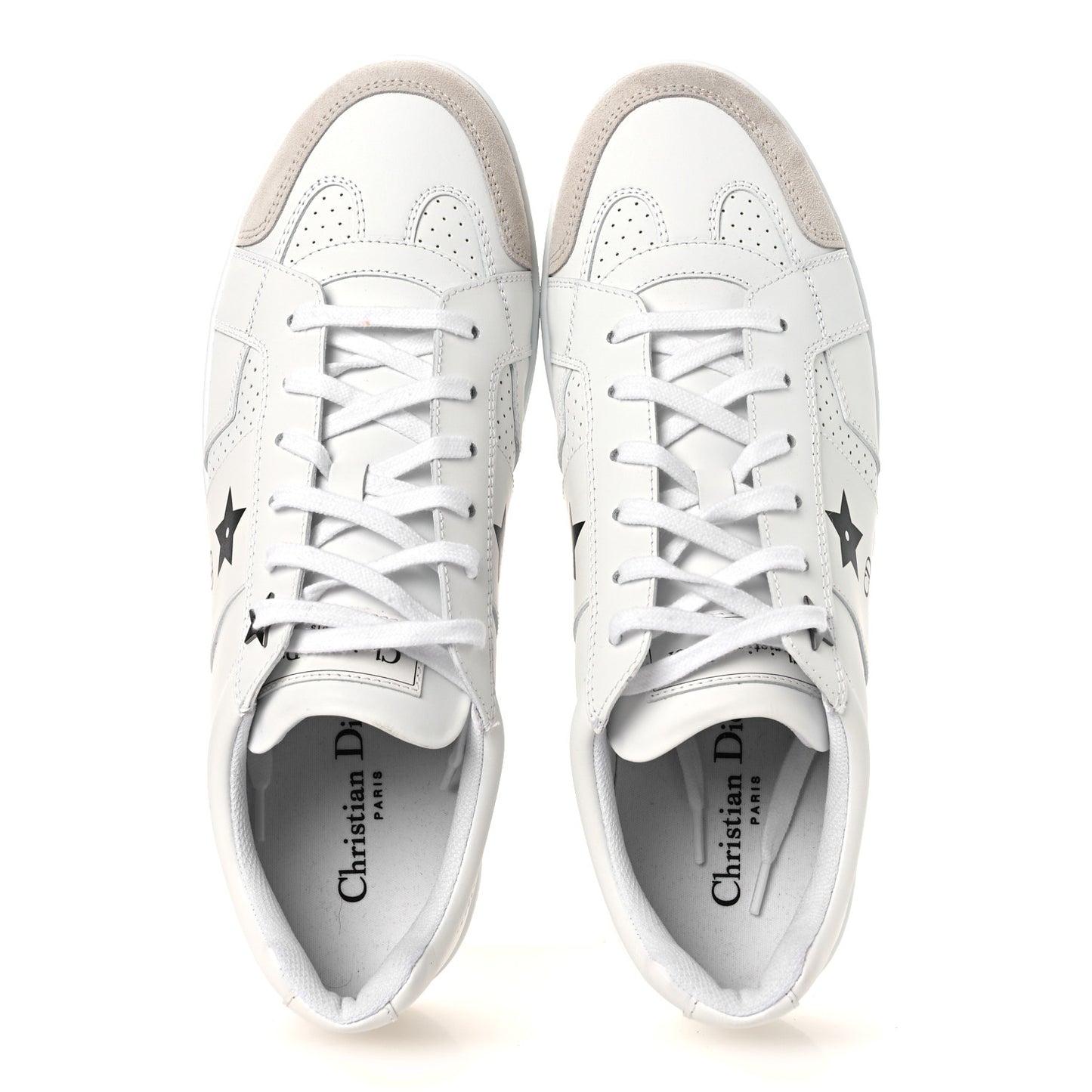 Calfskin Suede Dior Star Low Top Sneakers 41 White Black