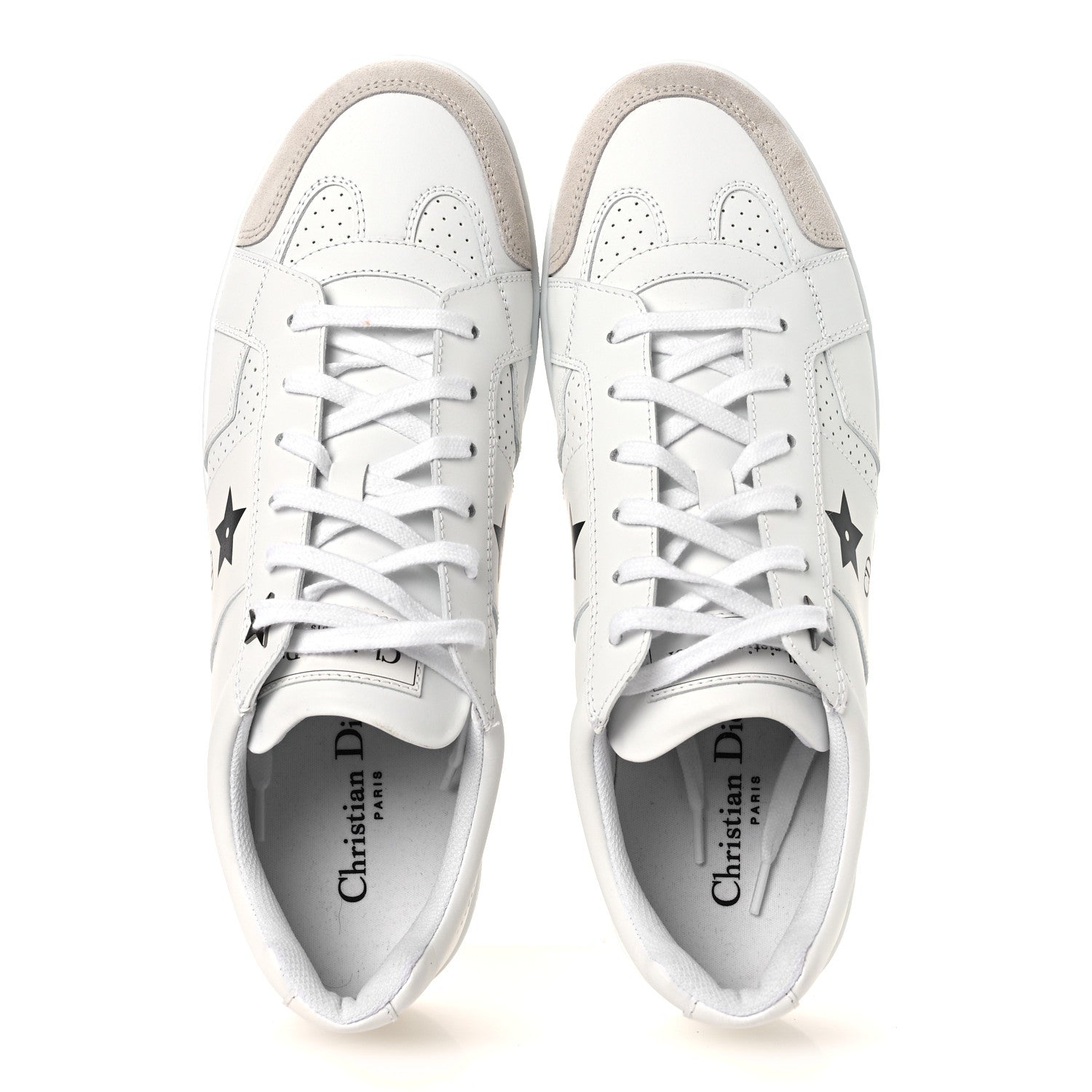 Christian Dior Calfskin Suede Dior Star Low Top Sneakers 41 White Black 2 of 14