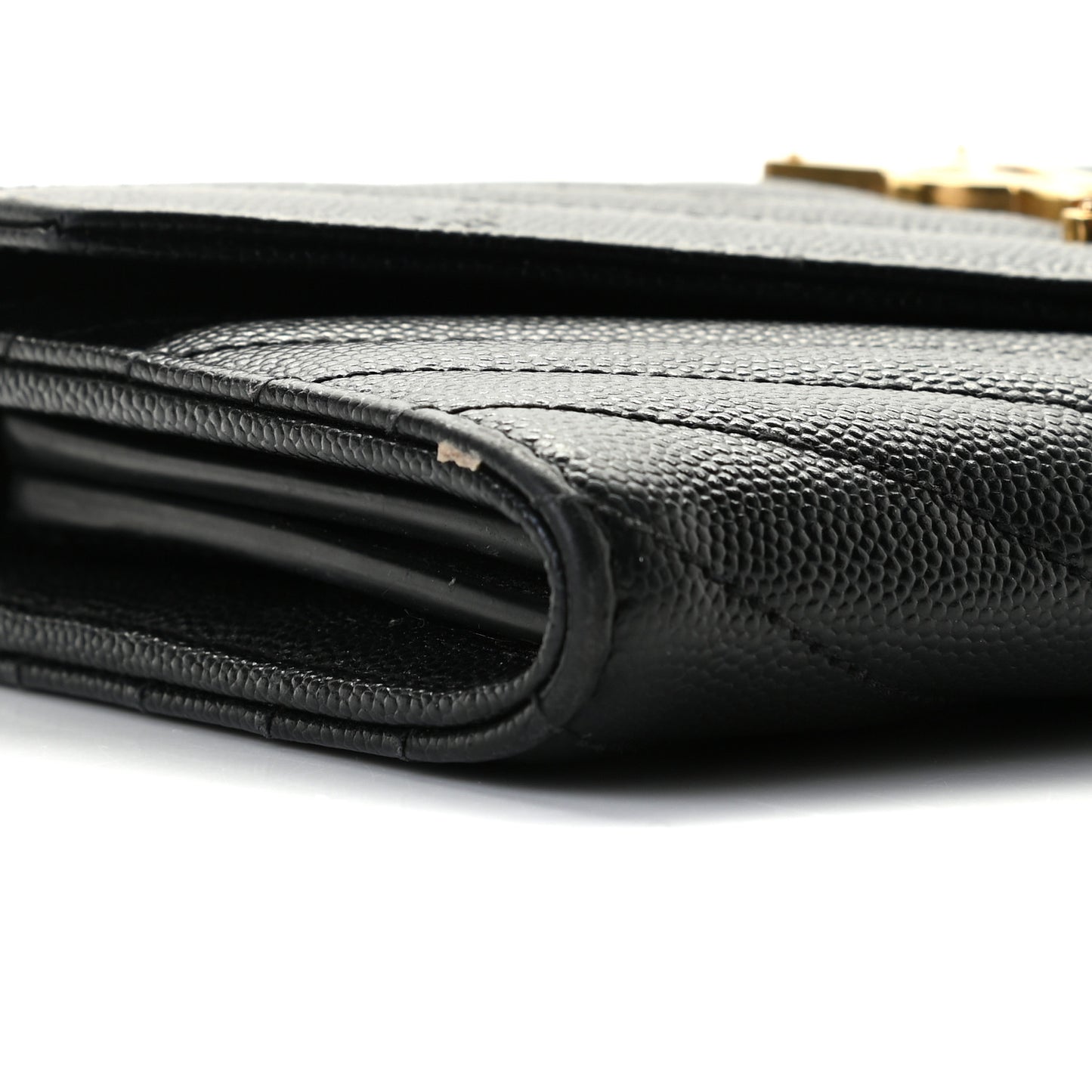 Grain De Poudre Matelasse Chevron Monogram Flap Wallet Black