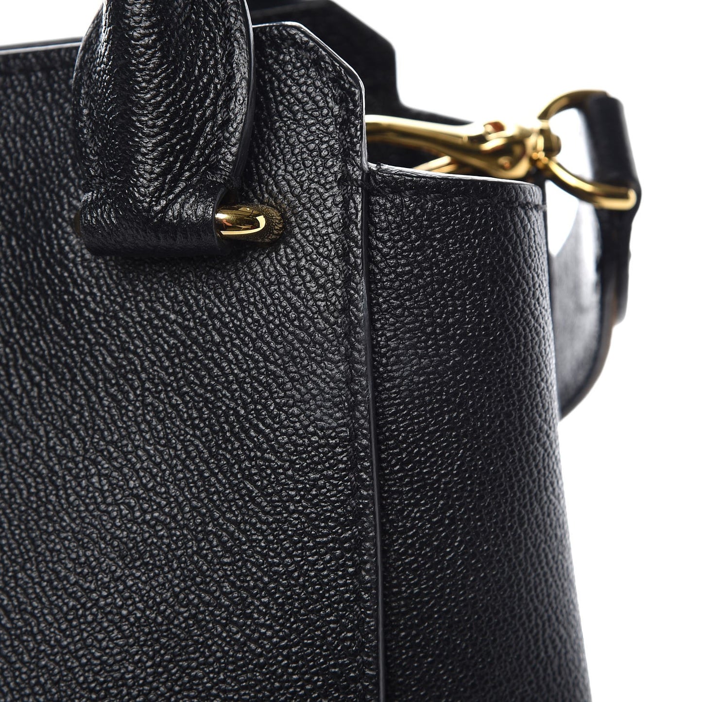 Soft Grain Calfskin Medium Buckle Tote Black