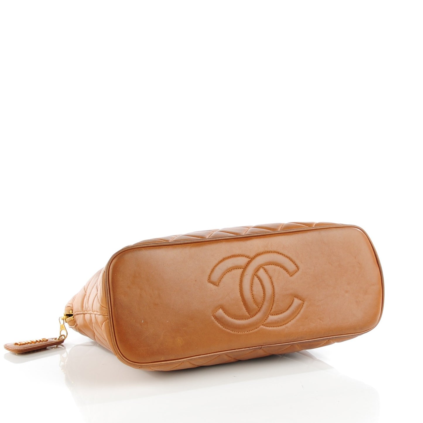 Lambskin Quilted Shoulder Bag Light Brown