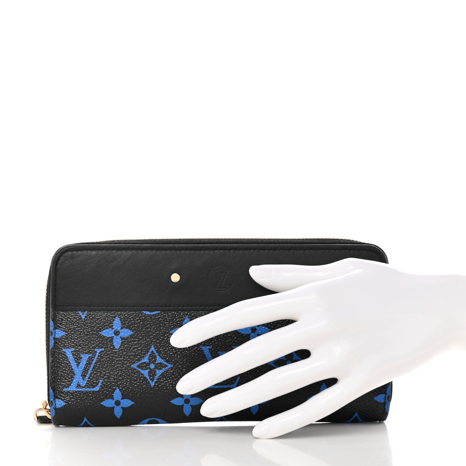 Louis Vuitton Calfskin Colored Monogram Zippy Wallet Blue Black 2 of 7